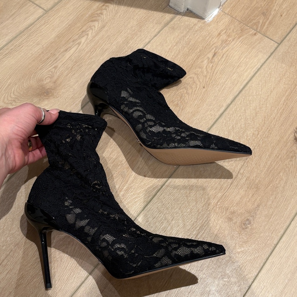 Charles and Keith lace sock stilettos